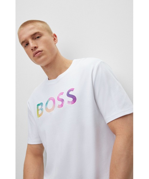 BOSS(ボス)の「【オンライン限定】マルチカラーBOSSロゴ クルーネック Tシャツ(Tシャツ/カットソー・メンズ・ホワイト・L/XL/S/M/XS)」の3枚目の写真