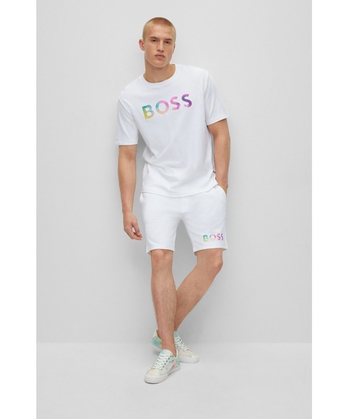 BOSS(ボス)の「【オンライン限定】マルチカラーBOSSロゴ クルーネック Tシャツ(Tシャツ/カットソー・メンズ・ホワイト・L/XL/S/M/XS)」の4枚目の写真