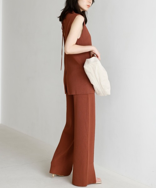 anuans（アニュアンス）の「バックディティールニットセットアップ（セットアップ・レディース・テラコッタ/ネイビー・FREE）」の10枚目の写真