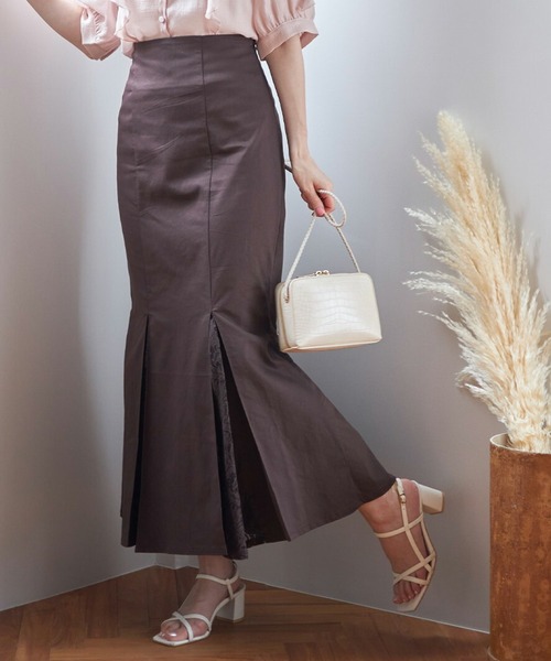 tocco closet（トッコ　クローゼット）の「クラシカルレーススリットマーメイドスカート（スカート・レディース・ブラウン/オフホワイト・M）」の2枚目の写真