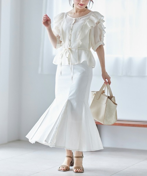tocco closet（トッコ　クローゼット）の「クラシカルレーススリットマーメイドスカート（スカート・レディース・ブラウン/オフホワイト・M）」の11枚目の写真