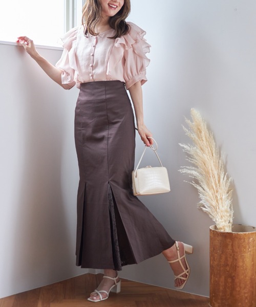 tocco closet（トッコ　クローゼット）の「クラシカルレーススリットマーメイドスカート（スカート・レディース・ブラウン/オフホワイト・M）」の20枚目の写真