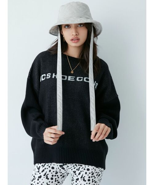 GYDA(ジェイダ)の「GYDA×DC STAR LOGOジャカードニットトップス(ニット/セーター・レディース・オフホワイト/ブラック/マスタード/ベージュ・FREE)」の3枚目の写真