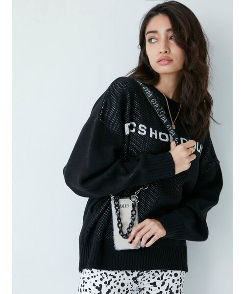 GYDA(ジェイダ)の「GYDA×DC STAR LOGOジャカードニットトップス(ニット/セーター・レディース・オフホワイト/ブラック/マスタード/ベージュ・FREE)」の12枚目の写真