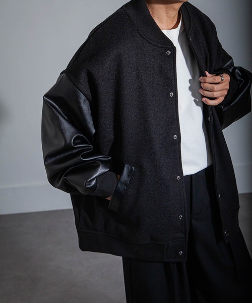 NILWAY（ニルウェイ）の「ヴィーガンレザー 配色切り替え ビッグ スタジャン（スタジャン・メンズ・ブラック/グリーン・MEDIUM/LARGE）」の15枚目の写真