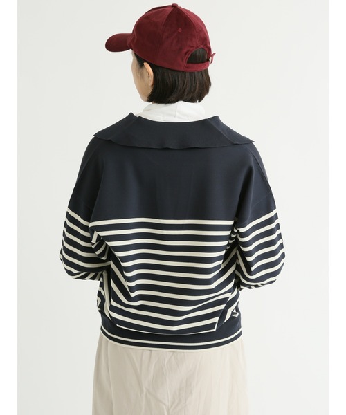 Lugnoncure（ルノンキュール）の「パネルボーダー衿付ニット（ニット/セーター・レディース・オフホワイト/ネイビー/モカ・ﾌﾘ-）」の14枚目の写真