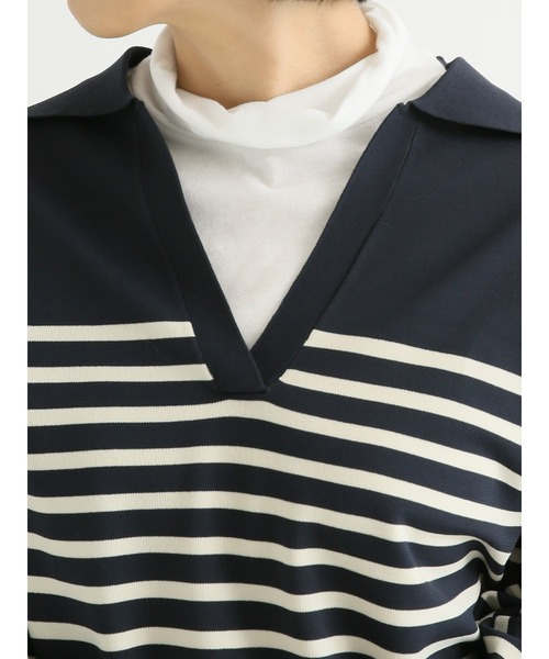 Lugnoncure（ルノンキュール）の「パネルボーダー衿付ニット（ニット/セーター・レディース・オフホワイト/ネイビー/モカ・ﾌﾘ-）」の15枚目の写真