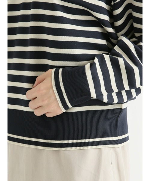 Lugnoncure（ルノンキュール）の「パネルボーダー衿付ニット（ニット/セーター・レディース・オフホワイト/ネイビー/モカ・ﾌﾘ-）」の5枚目の写真