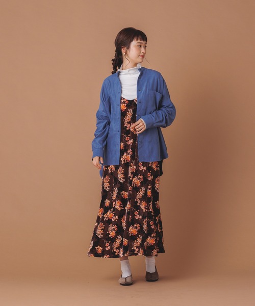 hunch（ハンチ）の「シアー袖切替ハイネックトップス（Tシャツ/カットソー・レディース・イエロー/ブルー/グレー/オフホワイト/ブラック・FREE）」の10枚目の写真