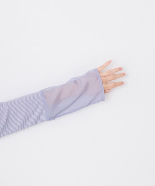 hunch（ハンチ）の「シアー袖切替ハイネックトップス（Tシャツ/カットソー・レディース・イエロー/ブルー/グレー/オフホワイト/ブラック・FREE）」の19枚目の写真