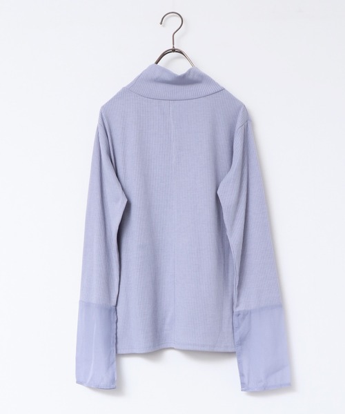 hunch（ハンチ）の「シアー袖切替ハイネックトップス（Tシャツ/カットソー・レディース・イエロー/ブルー/グレー/オフホワイト/ブラック・FREE）」の17枚目の写真