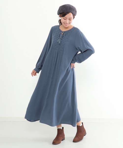 LBC（エルビーシー）の「キルト切り替えタッセルワンピース（ワンピース・レディース・チャコールグレー/スカイブルー/マスタード・M）」の14枚目の写真