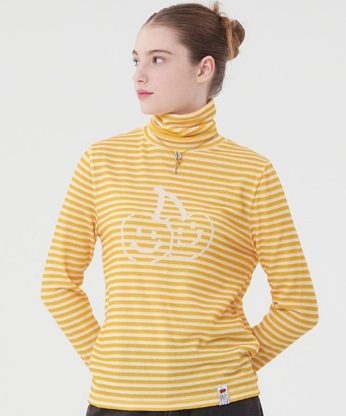 [ KIRSH ]★BIG DOODLE CHERRY HIGH NECK STRIPE T-SHIRT セール】KIRSH BIG DOODLE CHERRY HIGH NECK STRIPE T-SHIRT