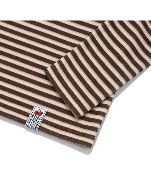 [ KIRSH ]★BIG DOODLE CHERRY HIGH NECK STRIPE T-SHIRT セール】KIRSH BIG DOODLE CHERRY HIGH NECK STRIPE T-SHIRT