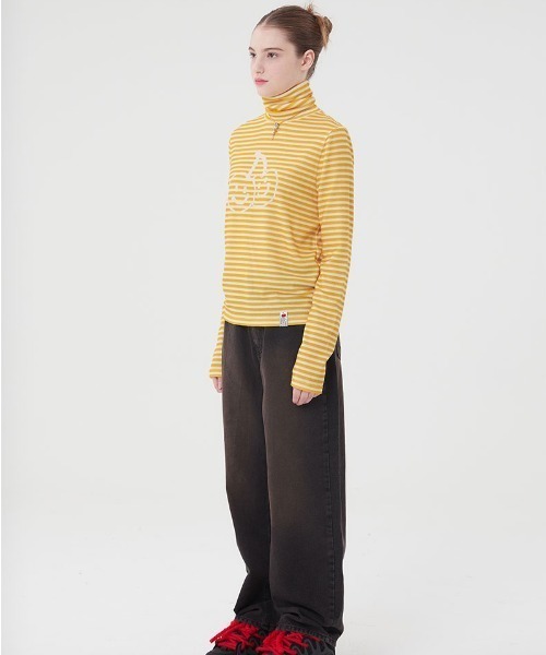 tシャツ KIRSH BIG DOODLE CHERRY  HIGH NECK STRIPE T-SHIRT ストライプ ハイネックロンT レディース セール】KIRSH BIG DOODLE CHERRY HIGH NECK STRIPE T-SHIRT