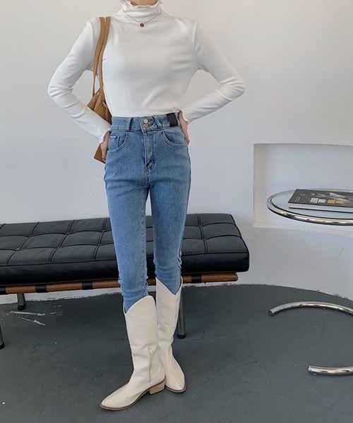 Chaco closet(チャコ クローゼット)の「メローカラーハイネックニットプルオーバー(Tシャツ/カットソー・レディース・イエロー/ホワイト/グリーン/ブラック/パープル/ピンク/ベージュ・FREE)」の16枚目の写真