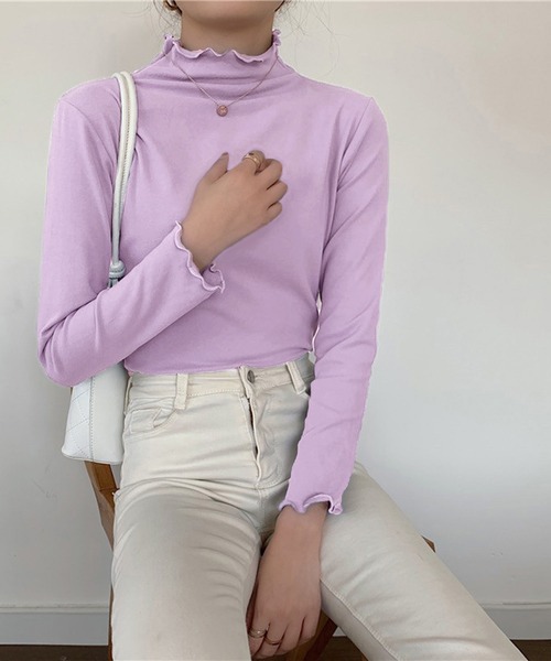 Chaco closet(チャコ クローゼット)の「メローカラーハイネックニットプルオーバー(Tシャツ/カットソー・レディース・イエロー/ホワイト/グリーン/ブラック/パープル/ピンク/ベージュ・FREE)」の15枚目の写真