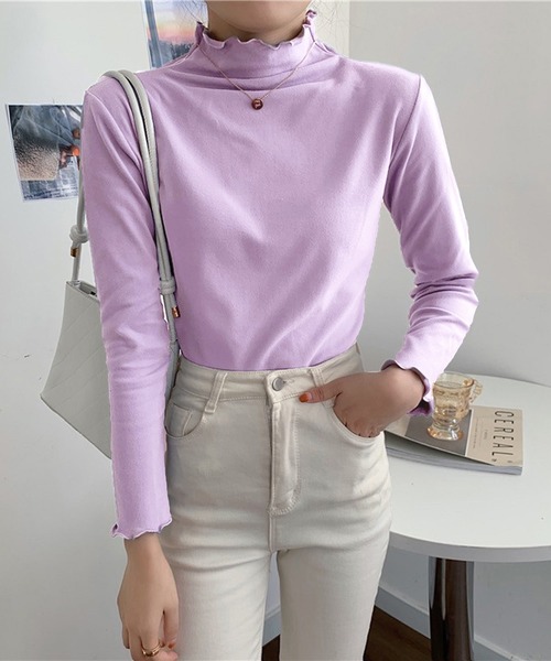 Chaco closet(チャコ クローゼット)の「メローカラーハイネックニットプルオーバー(Tシャツ/カットソー・レディース・イエロー/ホワイト/グリーン/ブラック/パープル/ピンク/ベージュ・FREE)」の11枚目の写真