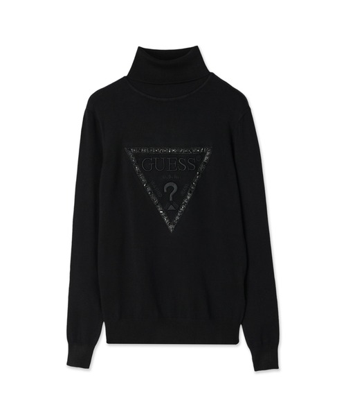 Guess（ゲス）の「Noemi High Neck Triangle Logo Sweater（ニット/セーター・レディース・ブラック/クリーム・SMALL/MEDIUM/X-SMALL）」の2枚目の写真