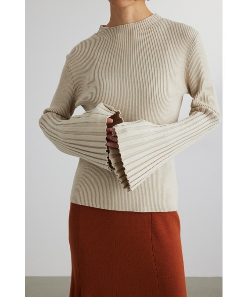 STYLEMIXER（スタイルミキサー）の「ベルスリーブリブニット（ニット/セーター・レディース・イエロー/ライトベージュ/グレー/ブラック・FREE）」の3枚目の写真