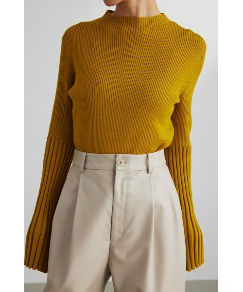 STYLEMIXER（スタイルミキサー）の「ベルスリーブリブニット（ニット/セーター・レディース・イエロー/ライトベージュ/グレー/ブラック・FREE）」の4枚目の写真