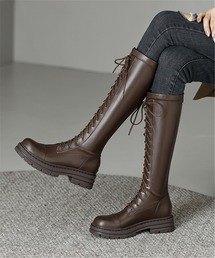 LA VORAGINE | 厚底バックジップレースアップロングブーツ(ブーツ)