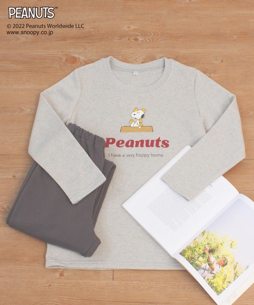 PEANUTS(ピーナッツ)の「【SNOOPY】スヌーピー ロゴプリント裏起毛ルームウェアセット(ルームウェア/パジャマ)」 - WEAR