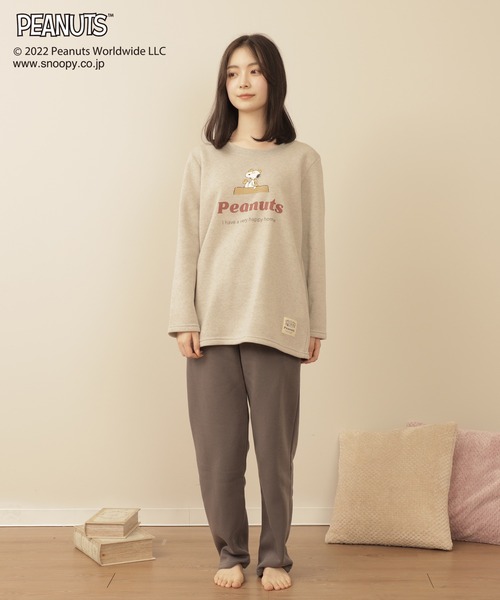 PEANUTS(ピーナッツ)の「【SNOOPY】スヌーピー ロゴプリント裏起毛ルームウェアセット(ルームウェア/パジャマ)」 - WEAR