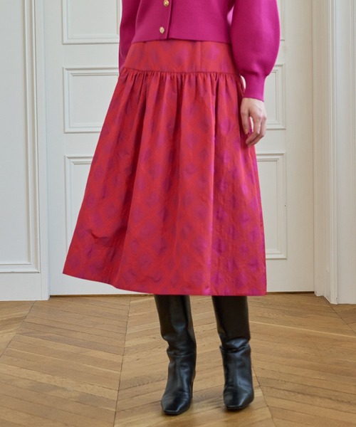 ANAYI（アナイ）の「チェックジャガードローギャザー スカート（スカート・レディース・ブラック/ピンク・36/38/34）」の3枚目の写真