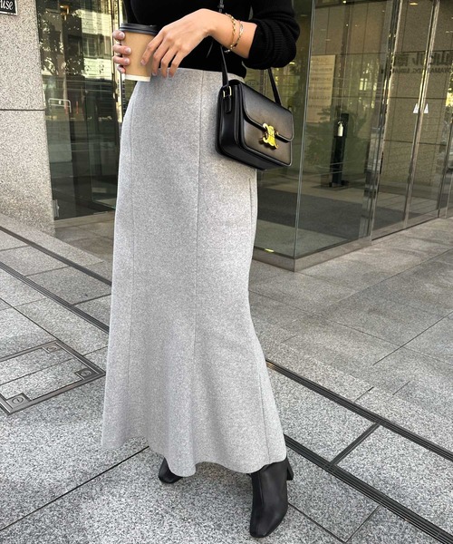 andme（アンドミー）の「起毛ダブルフェイスマーメイドスカート
