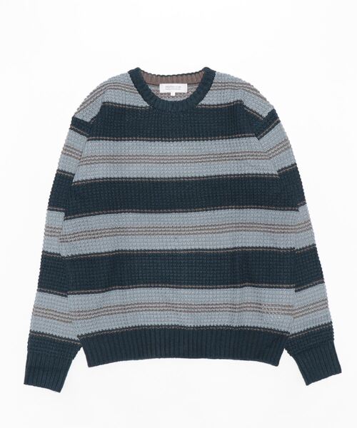 STYLEBLOCK（スタイルブロック）の「ワッフル編みボーダークルーセーター（ニット/セーター・メンズ・ネイビー/ホワイト系その他/オフホワイト/ブルー/タン・M/L）」の5枚目の写真