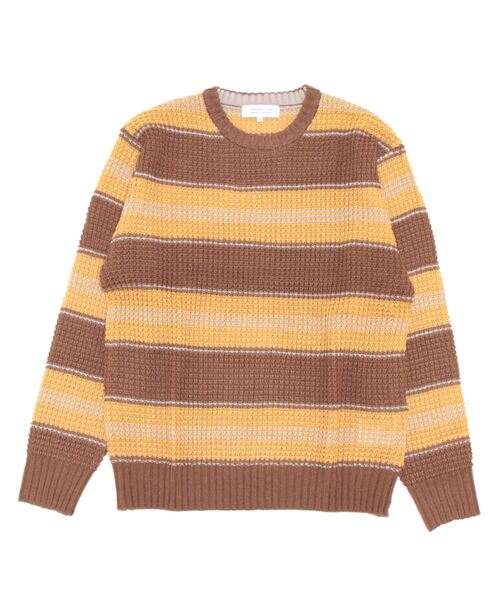 STYLEBLOCK（スタイルブロック）の「ワッフル編みボーダークルーセーター（ニット/セーター・メンズ・ネイビー/ホワイト系その他/オフホワイト/ブルー/タン・M/L）」の4枚目の写真