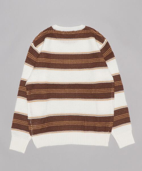 STYLEBLOCK（スタイルブロック）の「ワッフル編みボーダークルーセーター（ニット/セーター・メンズ・ネイビー/ホワイト系その他/オフホワイト/ブルー/タン・M/L）」の6枚目の写真