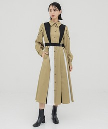 タックカラーシャツワンピース