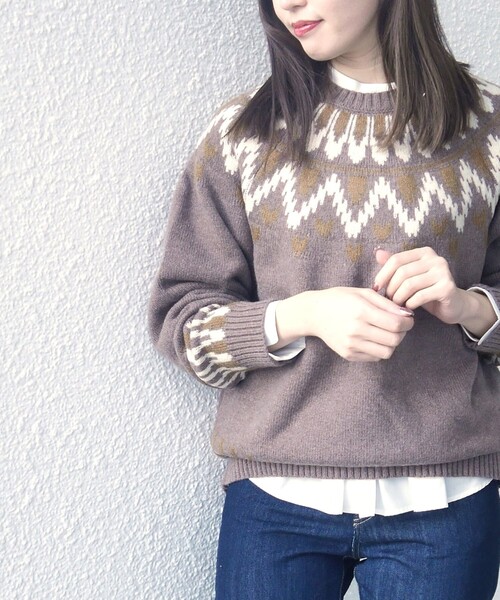 SHIPS any(シップス エニィ)の「SHIPS any: <手洗い可能> ノルディック リラックス ニット◇(ニット/セーター・メンズ・ブラウン/ブラック/グレー・SMALL/MEDIUM/LARGE)」の3枚目の写真