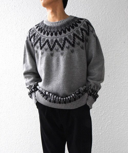 SHIPS any(シップス エニィ)の「SHIPS any: <手洗い可能> ノルディック リラックス ニット◇(ニット/セーター・メンズ・ブラウン/ブラック/グレー・SMALL/MEDIUM/LARGE)」の2枚目の写真