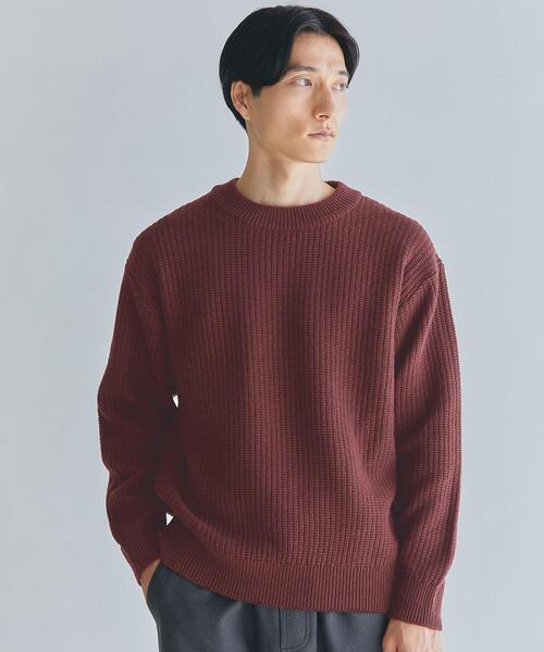 green label relaxing（グリーンレーベルリラクシング）の「ウール ポリエステル ワッフル モックネック ニット -ウォッシャブル-（ニット/セーター・メンズ・ライトグレー/ワインレッド/ネイビー・L/S/M/XL）」の3枚目の写真