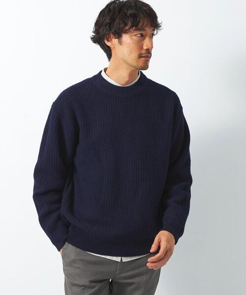 green label relaxing（グリーンレーベルリラクシング）の「ウール ポリエステル ワッフル モックネック ニット -ウォッシャブル-（ニット/セーター・メンズ・ライトグレー/ワインレッド/ネイビー・L/S/M/XL）」の5枚目の写真