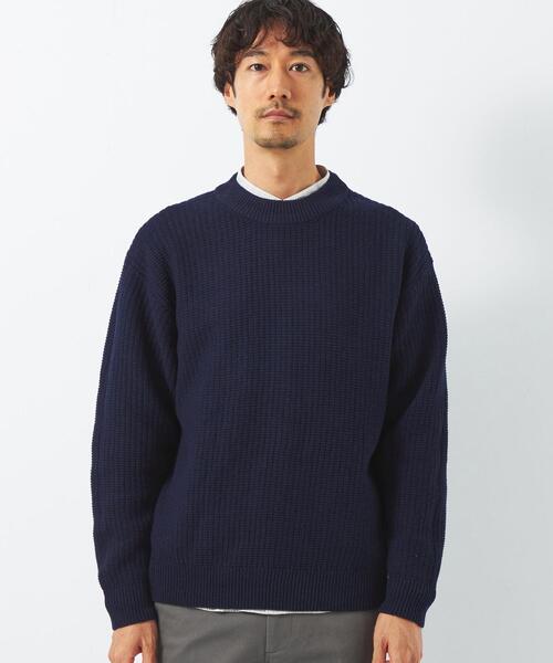 green label relaxing（グリーンレーベルリラクシング）の「ウール ポリエステル ワッフル モックネック ニット -ウォッシャブル-（ニット/セーター・メンズ・ライトグレー/ワインレッド/ネイビー・L/S/M/XL）」の6枚目の写真