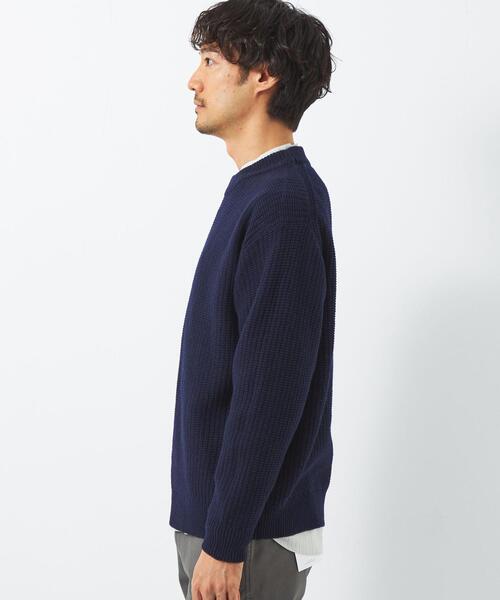 green label relaxing（グリーンレーベルリラクシング）の「ウール ポリエステル ワッフル モックネック ニット -ウォッシャブル-（ニット/セーター・メンズ・ライトグレー/ワインレッド/ネイビー・L/S/M/XL）」の7枚目の写真