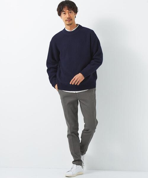 green label relaxing（グリーンレーベルリラクシング）の「ウール ポリエステル ワッフル モックネック ニット -ウォッシャブル-（ニット/セーター・メンズ・ライトグレー/ワインレッド/ネイビー・L/S/M/XL）」の9枚目の写真