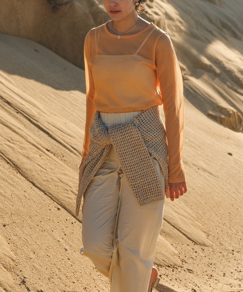 select MOCA（セレクトモカ）の「【サイズ展開あり】クルーネックシアーニットプルオーバー（ニット/セーター・レディース・オレンジ/ライトベージュ/ブラック/オフホワイト/グレー/グリーン・FREE/LARGE）」の17枚目の写真