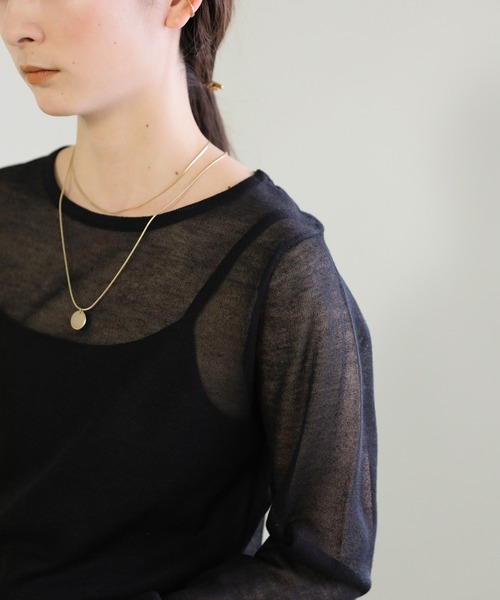 select MOCA（セレクトモカ）の「【サイズ展開あり】クルーネックシアーニットプルオーバー（ニット/セーター・レディース・オレンジ/ライトベージュ/ブラック/オフホワイト/グレー/グリーン・FREE/LARGE）」の11枚目の写真