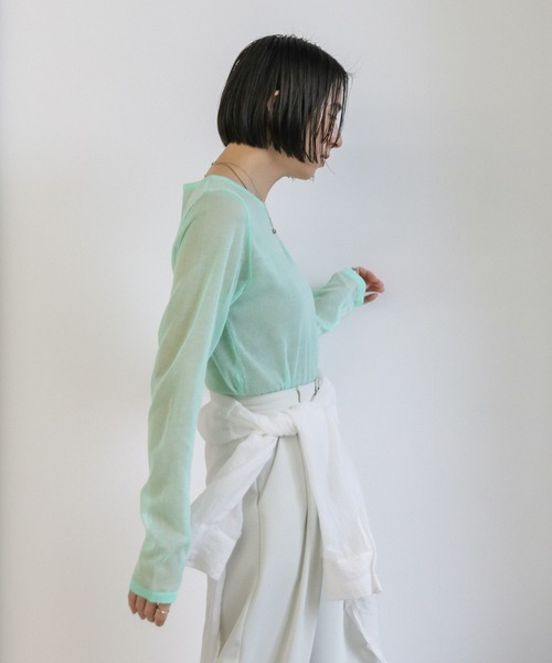 ☆mocaページ☆ セール】【サイズ展開あり】クルーネックシアーニットプル