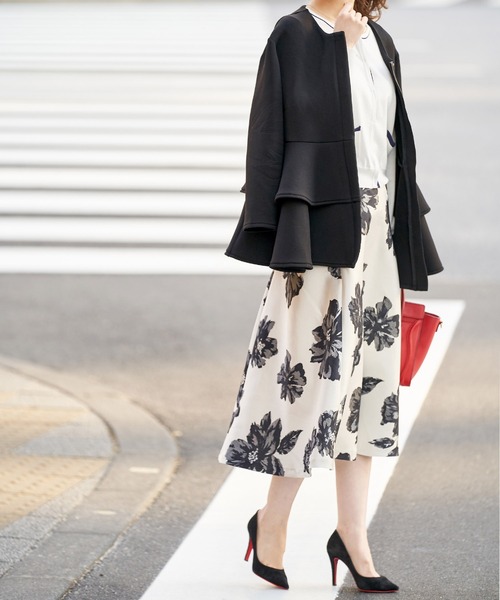 and Cherim(アンドシェリム)の「フリル ノーカラー ジャケット 千葉由佳 and Cherim(ノーカラージャケット・レディース・ピンク/ブラック/ネイビー/モカ/ベージュ・M)」の9枚目の写真