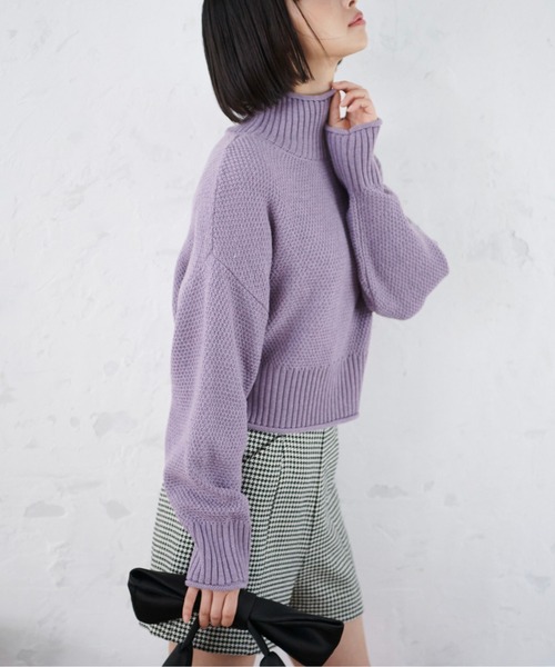 FREE'S MART(フリーズマート)の「4者混鹿の子ショート丈タートルネックニット(ニット/セーター・レディース・ブルー/ブラック/パープル/ホワイト・FREE)」の10枚目の写真