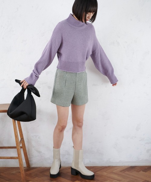FREE'S MART(フリーズマート)の「4者混鹿の子ショート丈タートルネックニット(ニット/セーター・レディース・ブルー/ブラック/パープル/ホワイト・FREE)」の12枚目の写真