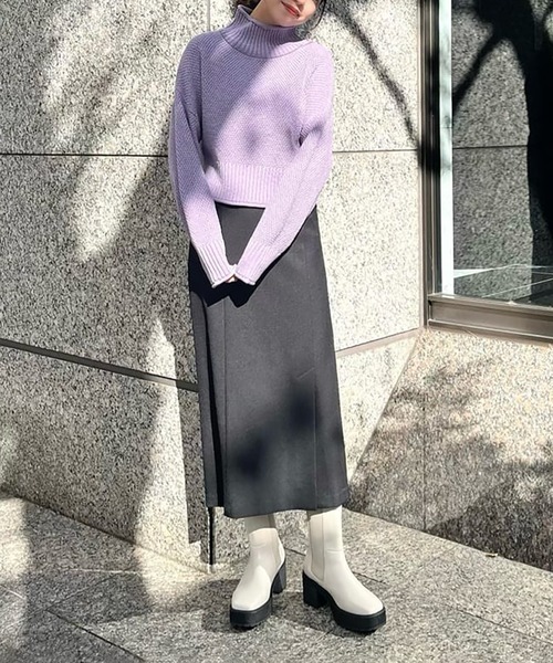 FREE'S MART(フリーズマート)の「4者混鹿の子ショート丈タートルネックニット(ニット/セーター・レディース・ブルー/ブラック/パープル/ホワイト・FREE)」の18枚目の写真