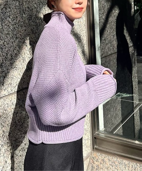 FREE'S MART(フリーズマート)の「4者混鹿の子ショート丈タートルネックニット(ニット/セーター・レディース・ブルー/ブラック/パープル/ホワイト・FREE)」の17枚目の写真