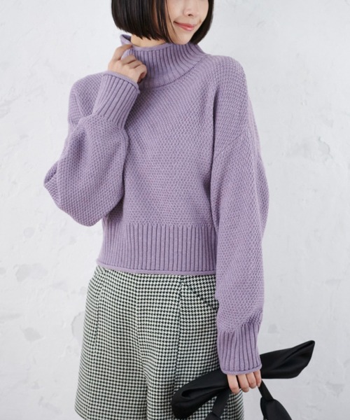 FREE'S MART(フリーズマート)の「4者混鹿の子ショート丈タートルネックニット(ニット/セーター・レディース・ブルー/ブラック/パープル/ホワイト・FREE)」の20枚目の写真